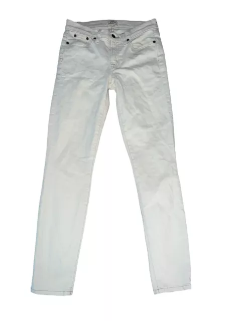 J. Crew Toothpick Jeans Womens Size 27 Mid Rise White Denim Wash