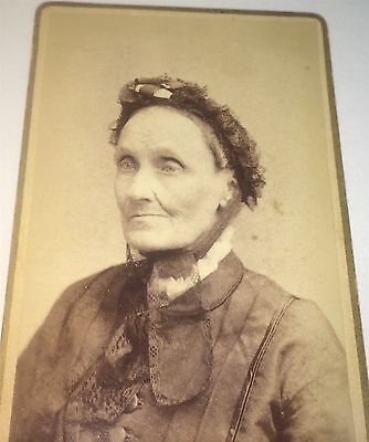 Antique Victorian American Mourning Fashion? Old Woman! Montpellier VT CDV Photo