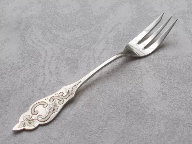 Rare Ostfriesendekor Élégant Fourchette à Gâteau En 800er Argent Sans Monogramme