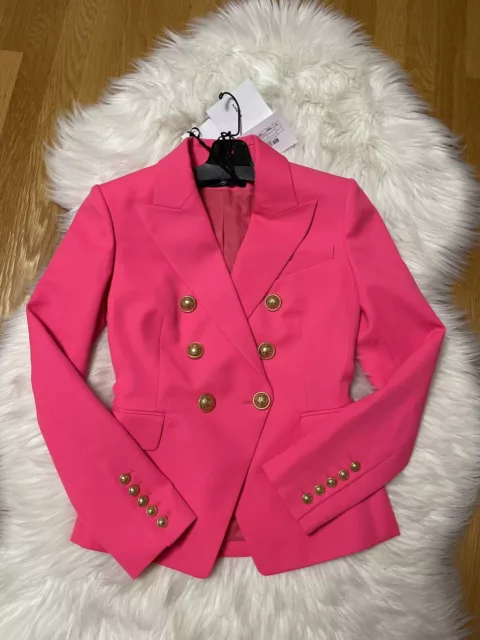 NIB $2695 Balmain Pink Double-breasted wool blazer