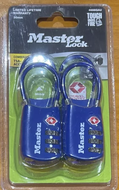 Master Lock 30mm Combination TSA Luggage Lock – 4 Pack (4688QAU)