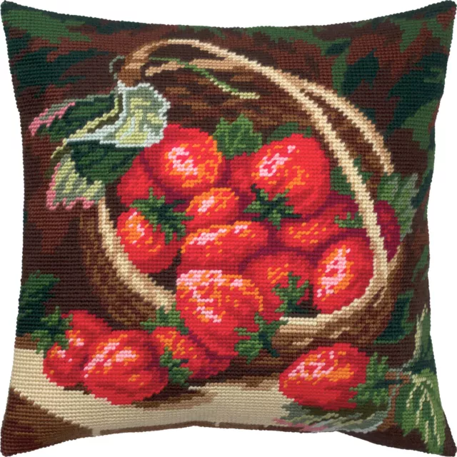 Kit de bordado ""FRESAS"" con aguja/tapiz de colección funda de almohada desechable