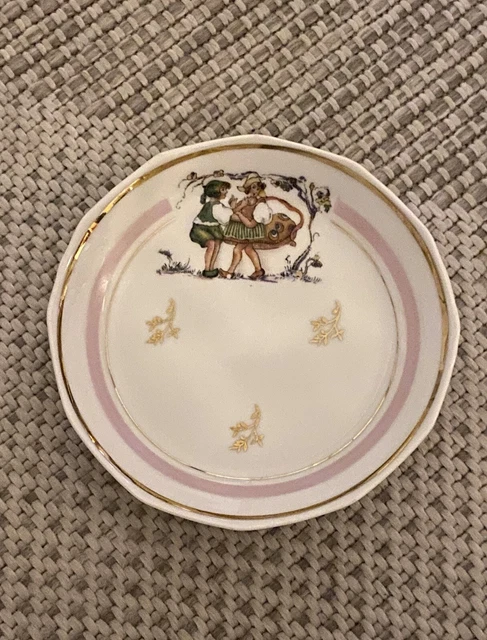 ANCIEN POUDRIER, DORÉ et porcelaine de Limoges, décor Fragonard EUR 12
