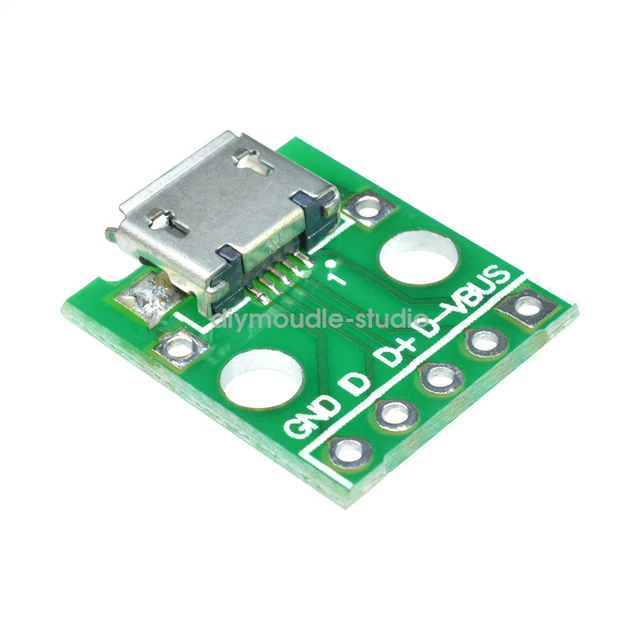 2PCS Female MICRO USB to DIP 5-Pin Pinboard 2.54mm micro USB type