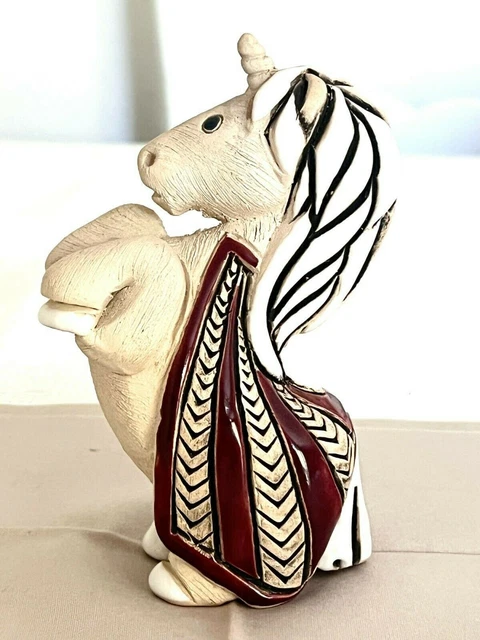 Artesania Rinconada UNICORN Carved Clay Figurine w/Brown Enamel Uruguay Folk Art
