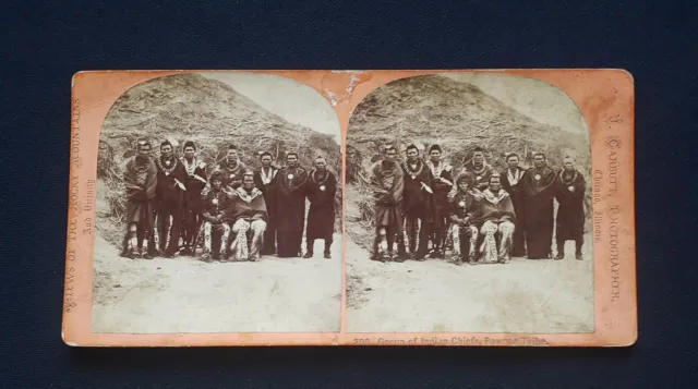 Group Of Pawnee Indian Chiefs,by J. Carbutt Circ; 1870S , STEREO VIEW , RARE !!!