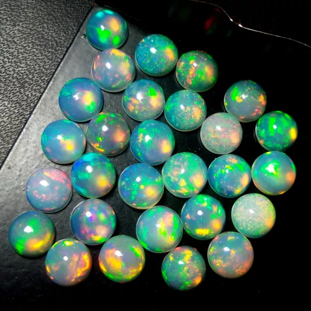 6 MM Natürlich AAAA Qualität Regenbogen Feuer Äthiopische Opal Runde Form Cabs