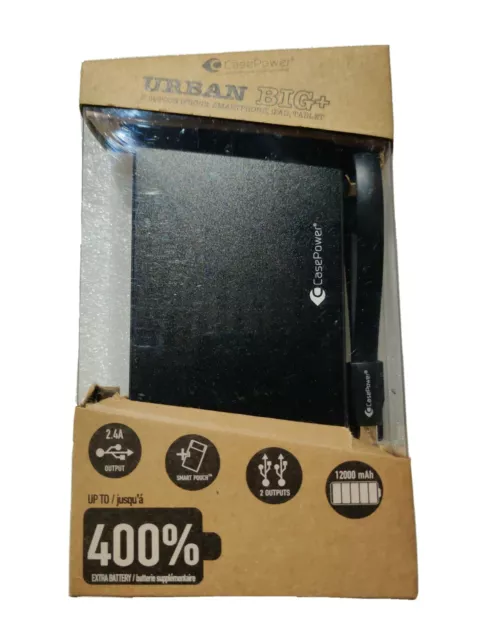 Casepower Urban Big+ Extra High Capacity 12000mah 2.4A Powerbank - Black