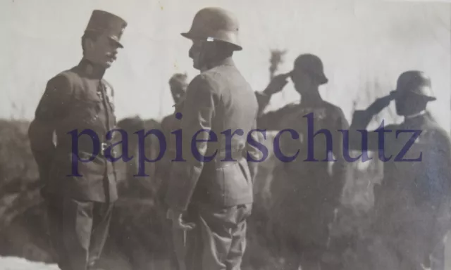 ORIGINAL PHOTO 12x17 cm, KAISER KARL mit Feldmarschall Boroevic IN FRONT, 1918