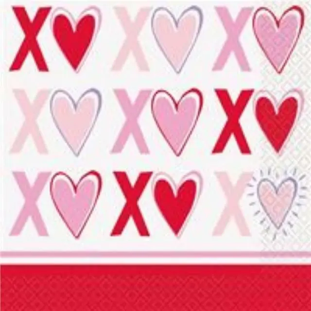 Pack of 16 Hearts and Kisses Luncheon Napkins - Love Valentines Party Tableware