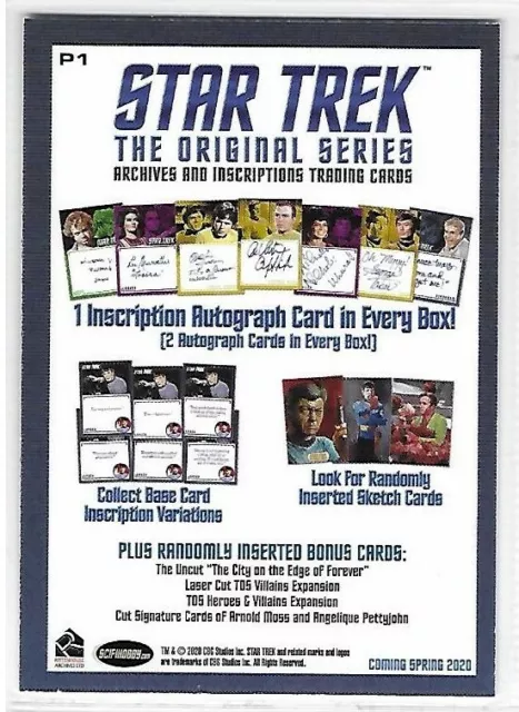 2020 Star Trek Tos Archivi & Incisioni - P1 Promo Scheda - General Rilascio 3