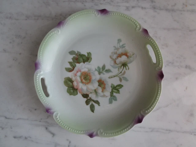 Koenigszelt Silesia Germany Antique Handled Cake Plate ~ White Flowers