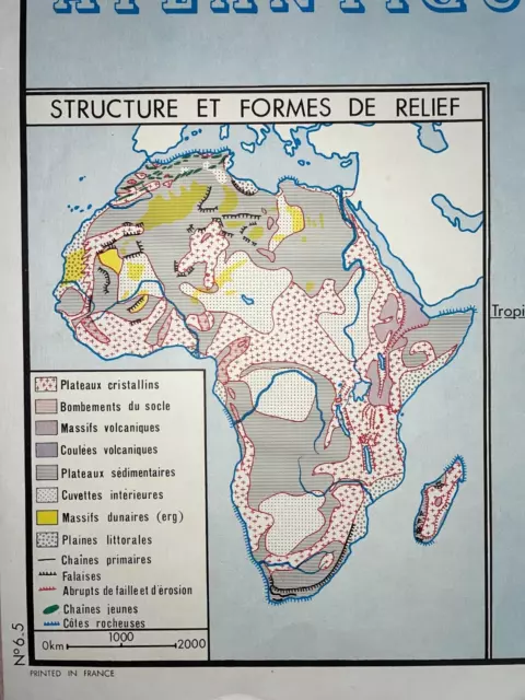 AFRICA c. 1950 LARGE PHYSICAL WALL MAP 2