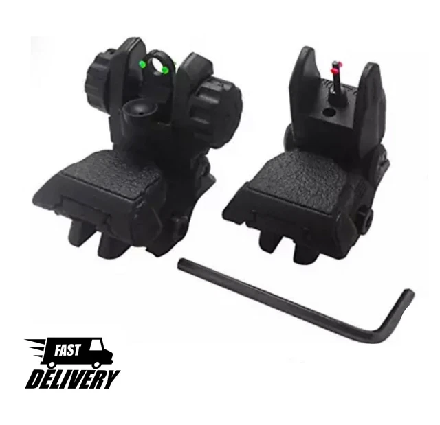 Flip-up Sights Polymer Fiber Optics Front and Rear Back Up Sights B.U.S