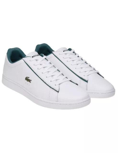 LACOSTE sneakers scarpe uomo bianche basse carnaby coccodrillo verde