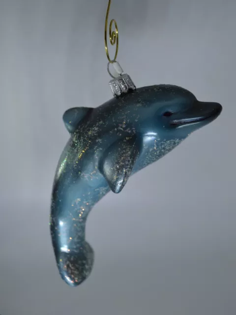 Mouth Blown & Hand Painted European Glass Ornament - Dolphin