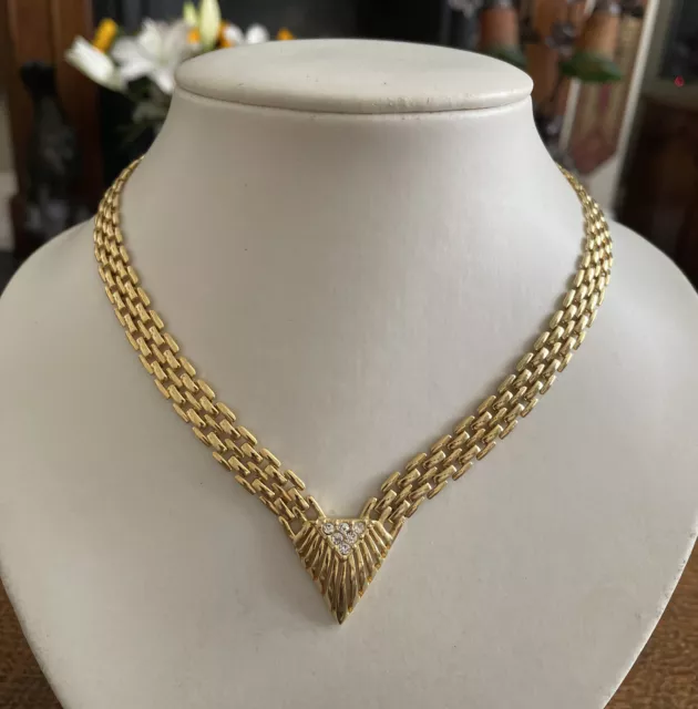 Vintage Pierre Cardin Gold Plated Jewelled Collar Necklace