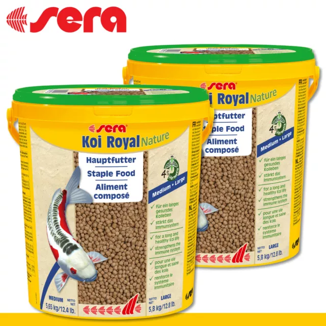 Sera 2 x 21 L Koï Royal Naturel Moyen Nourriture Complète Mélange D'Aliments