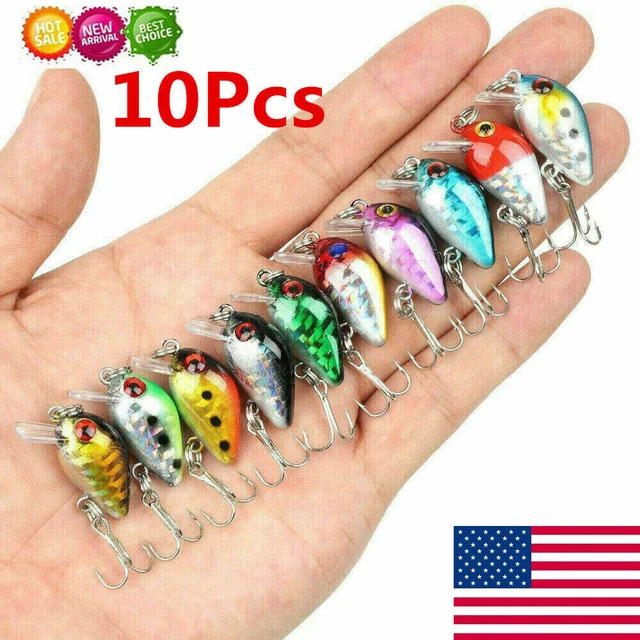 10*FISHING LURES LOTS Of Mini Minnow Fish Bass Tackle Hooks Baits