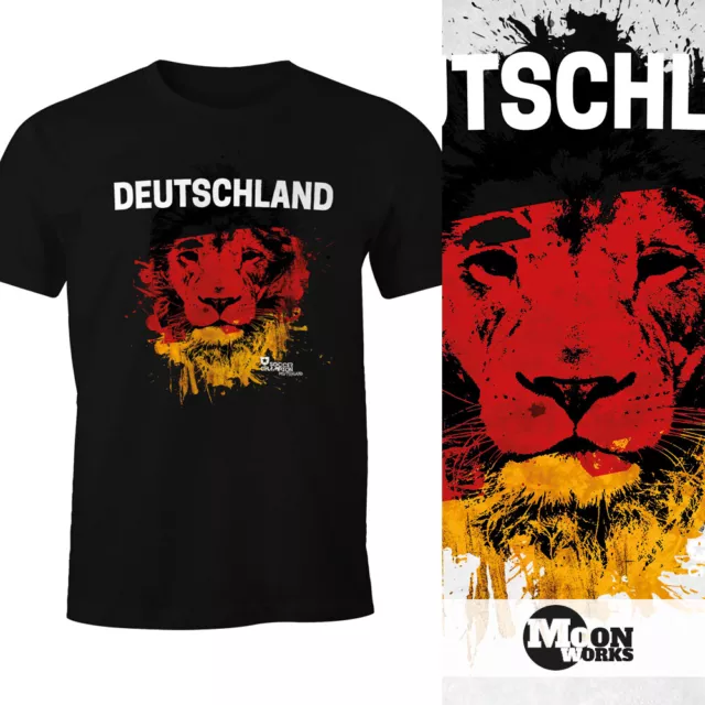 Herren T-Shirt Deutschland Fanshirt Fußball EM WM Löwe Flagge Germany Lion