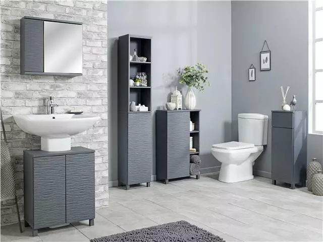 Grey shop bathroom tallboy