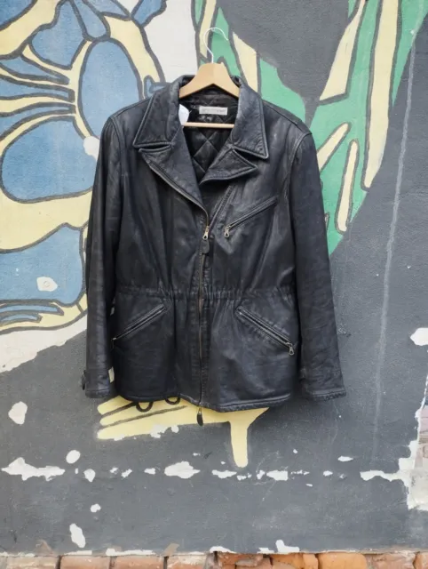 VINTAGE EMPORIO ARMANI biker women leather jacket L/XL $175.00 - PicClick
