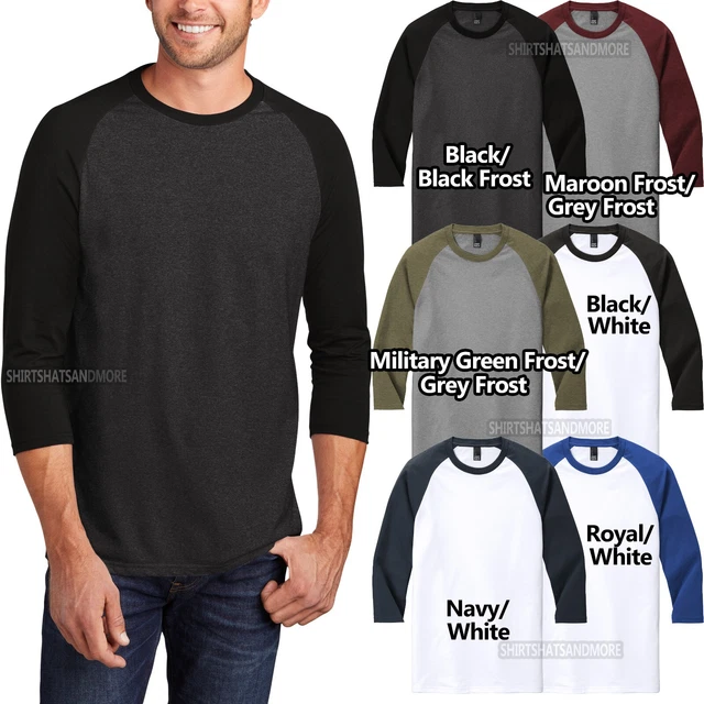 Mens Raglan Tri Blend 3/4 Sleeve Baseball T-Shirt Plain Tee S-XL 2XL,3XL,4XL NEW