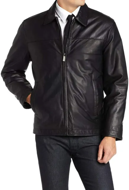 Classy Men's Lambskin Pure Leather Jacket Biker Black Zipper Designer Party Wear