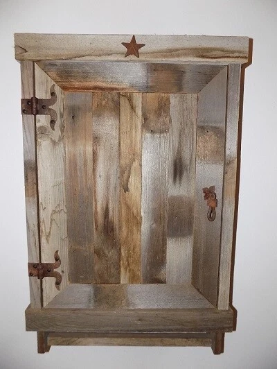Reclaimed  Rustic Farmhouse Medicine Cabinet with solid door