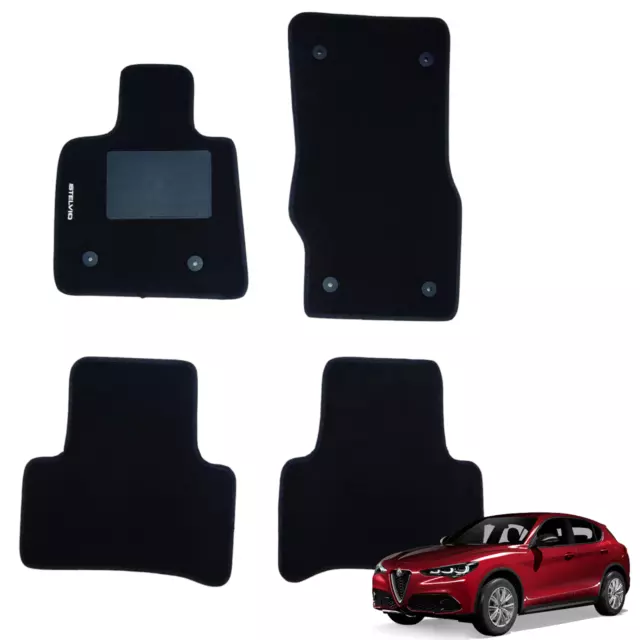 Kit 4 Pezzi Tappeti Tappetini Moquette Adatto Per Alfa Stelvio Con Sei Attacchi