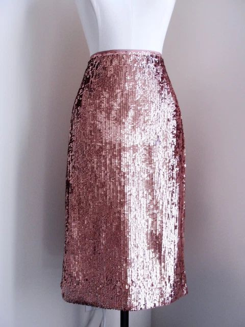 J.CREW ROSE-GOLD SEQUIN skirt 8 Medium F9233 Pencil Work Dress Party  Sparkly NWT $89.99 - PicClick