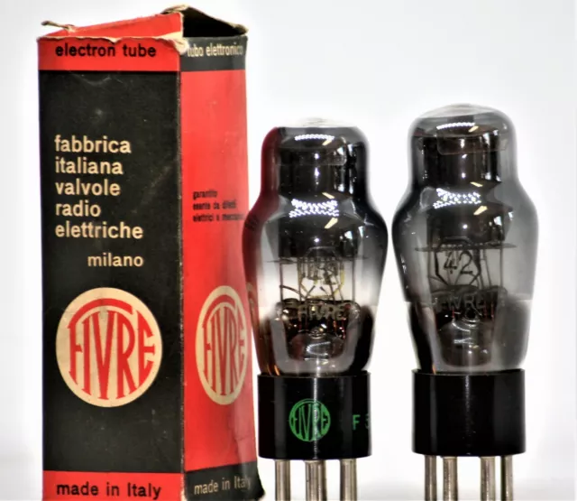 42 NOS röhre FIVRE ITALIEN TUBE MATCHED PAIR VALVE BLACK PLATE POWER AMP 1950's