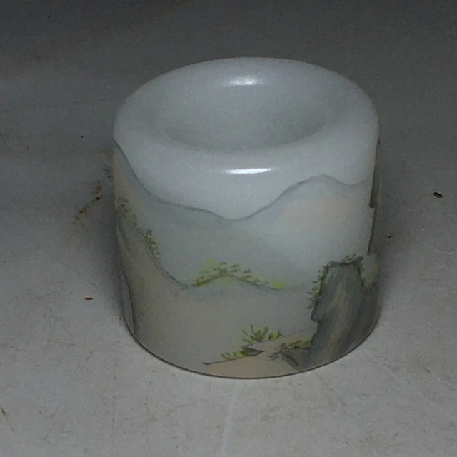 Exquisite Old Chinese Chinese glaze Hand Painted landscape Pull finger Ring 6802