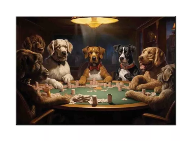 Home Decor Art wall Dogs Playing Poker Oil painting Picture Printed on canvas II