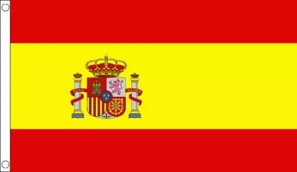 SPAIN FLAG 5' x 3' With State Royal Crest Spanish National Flags