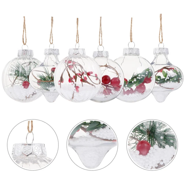 22 Boules De Noël En Acrylique Transparent à Remplir Soi-même – 8 Cm, Avec Corde Dorée