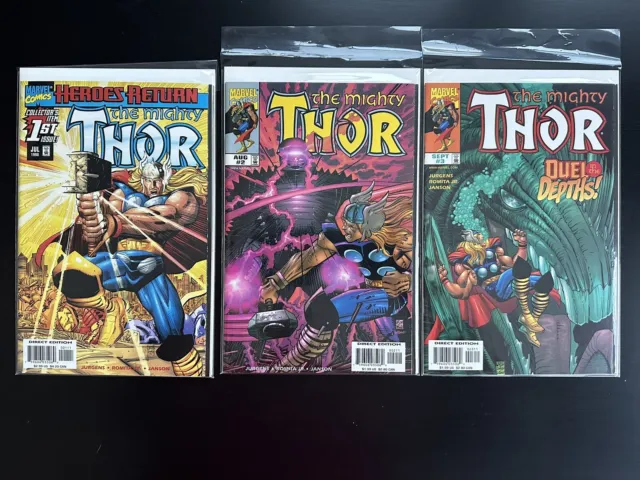 The Mighty Thor #1,2,3 Heroes Return NM UNREAD Marvel Comics July 1998