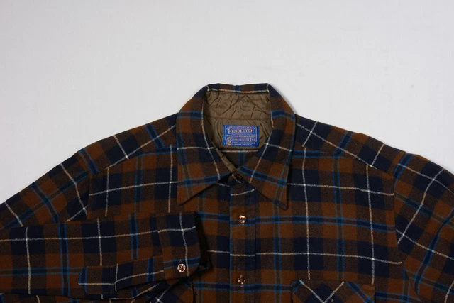 Chemise Pendleton Homme XL Marron Vert - Carreaux Flanelle Boutonnée Manches Longues