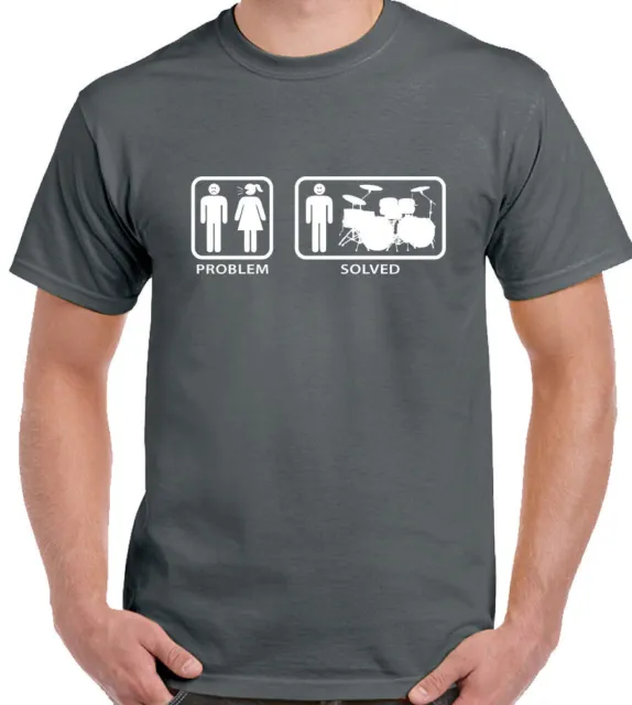 Drums Problem Solved Mens Funny Drumming T-Shirt Drummer Wife Anniversary