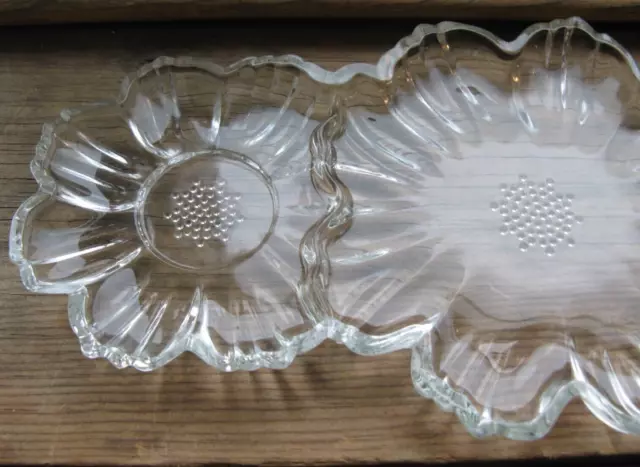 Vintage Hazel Atlas Capri Snack Plate Clear Glass Double Flower Party Tray SO 2