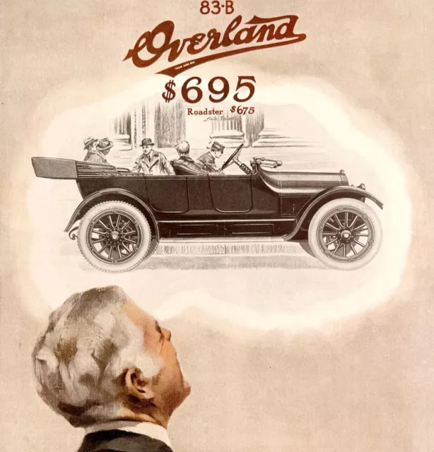 Willys Knight Overland 1916 83B Roadster Advertisement Automobilia Art HM1C