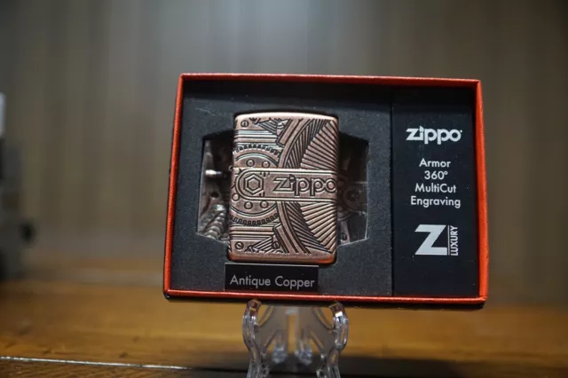 Zippo Lighter Antique Copper, MultiCut Armor, Geometric 360 Design -  KnifeCenter - 49036 - Discontinued