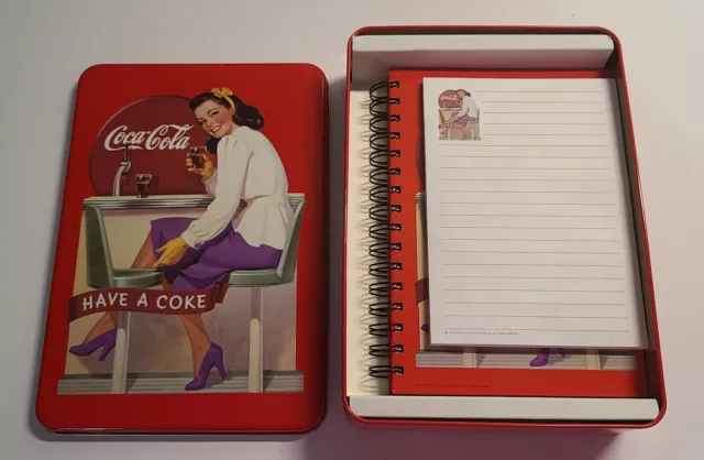 Vintage Coca Cola Tin Have A Coke At Soda Fountains With Note Pads 1999