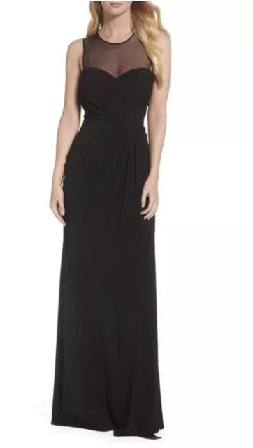 Vera Wang L36416 Womens Black Tulle Top Long Dress Size 10