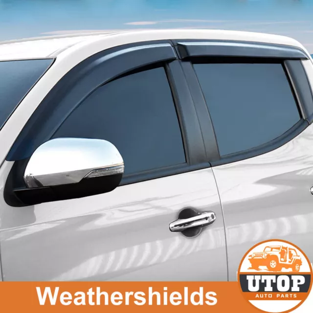 Weather Shields Window Visors Tinted for Mitsubishi Triton MR MQ 15-24 Dual Cab