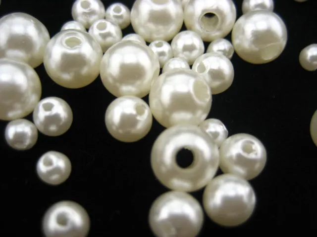 white 4mm 5mm 6mm 8mm 10mm Faux Imitation Pearl space Beads Crafts Jewellery