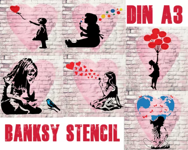 Schablonen Banksy - Serie "Girl" DIN A3 - Stencil Street Graffiti Airbrush