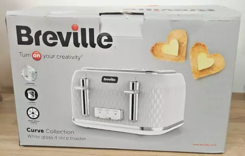 Buy Breville VTT786 Curve 4 Slice Toaster - Black and Chrome, Toasters