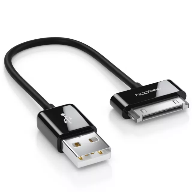 deleyCON 0,15m 30-Pin USB Kabel Dock Connector Sync- Lade- & Datenkabel Schwarz