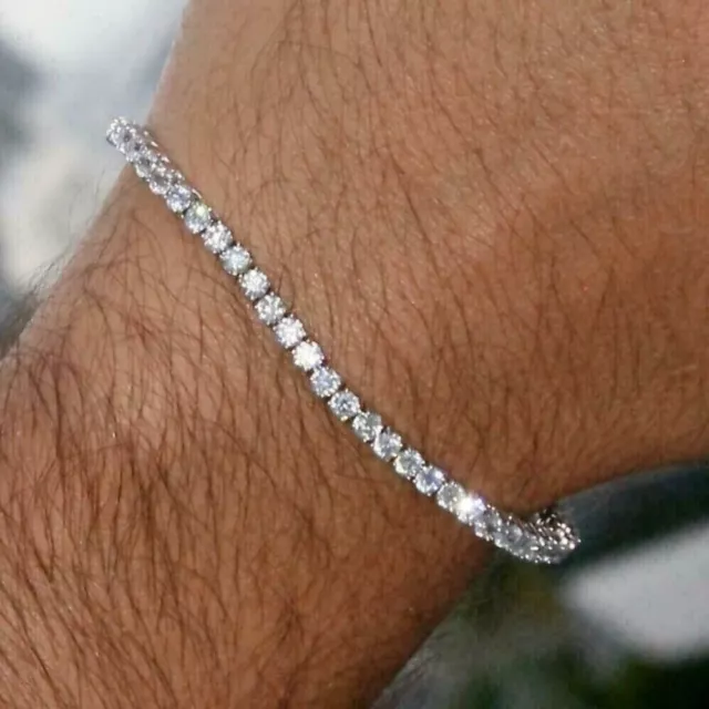 9.20Ct Round Cut Lab-Created Diamond Men's Tennis Bracelet 14K White Gold Plated